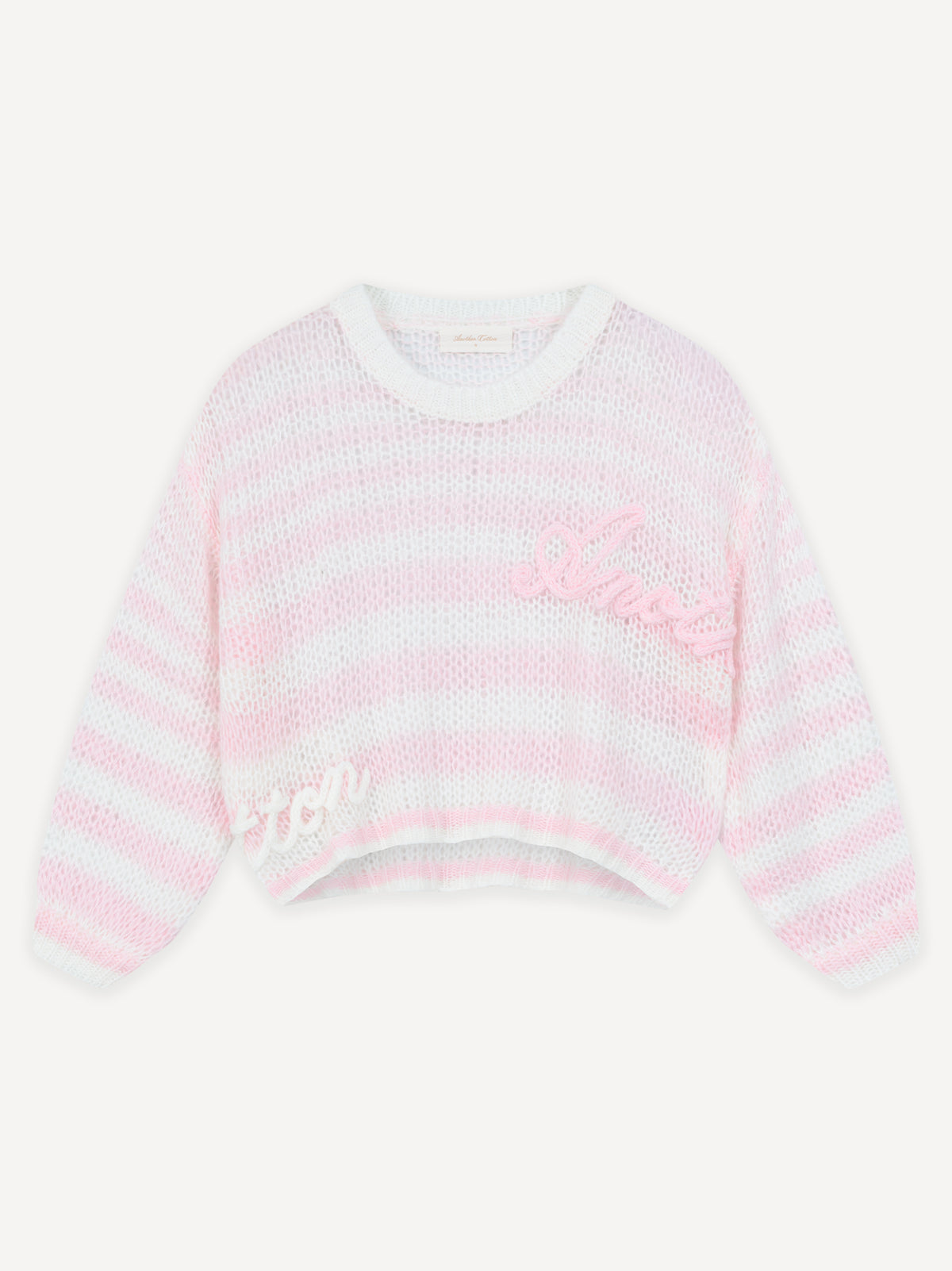 Another Signature WMN Cable Knit Sweater – Pink Striped