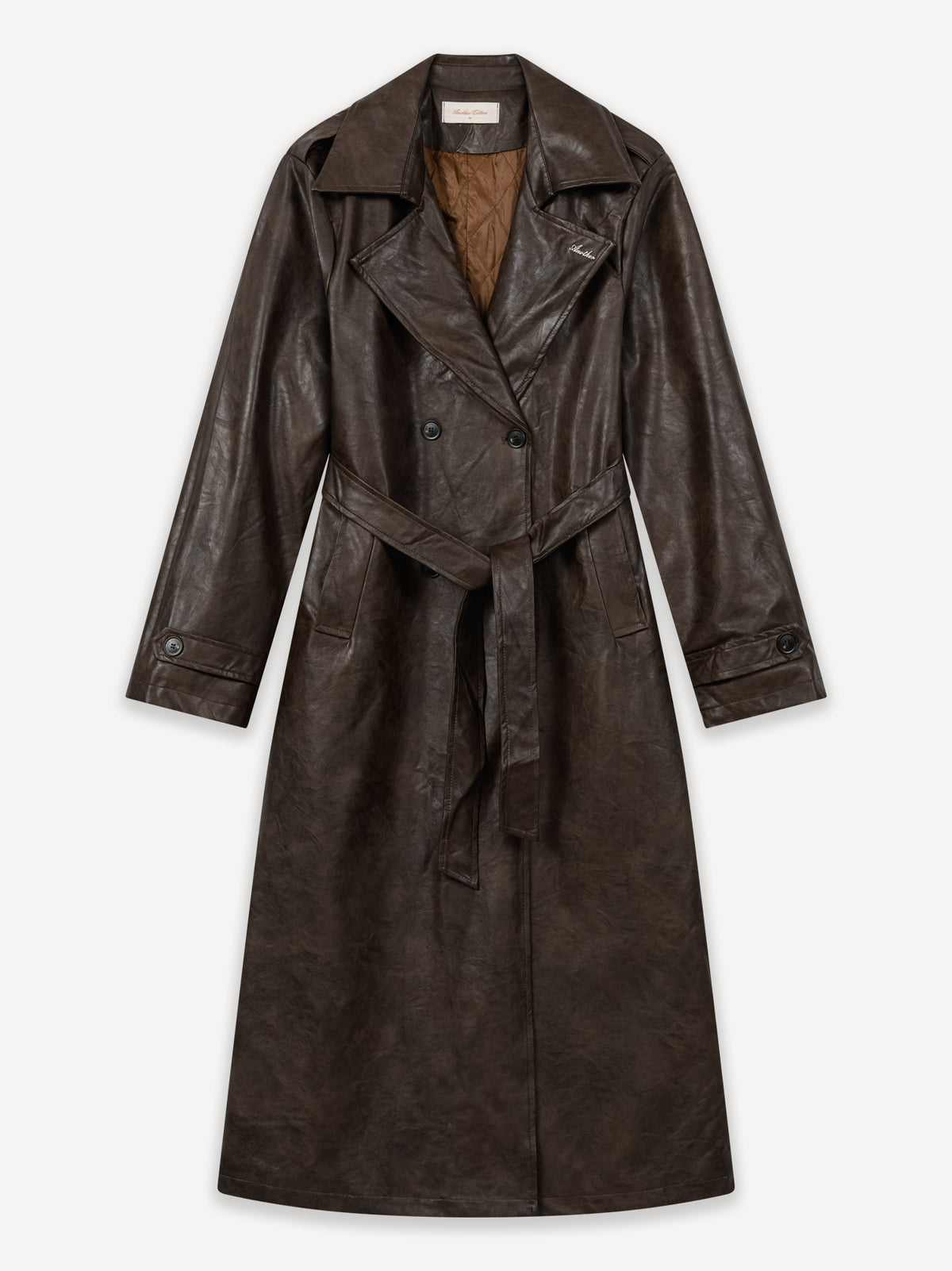 Another Vegan Leather Trench Coat Women – Brown