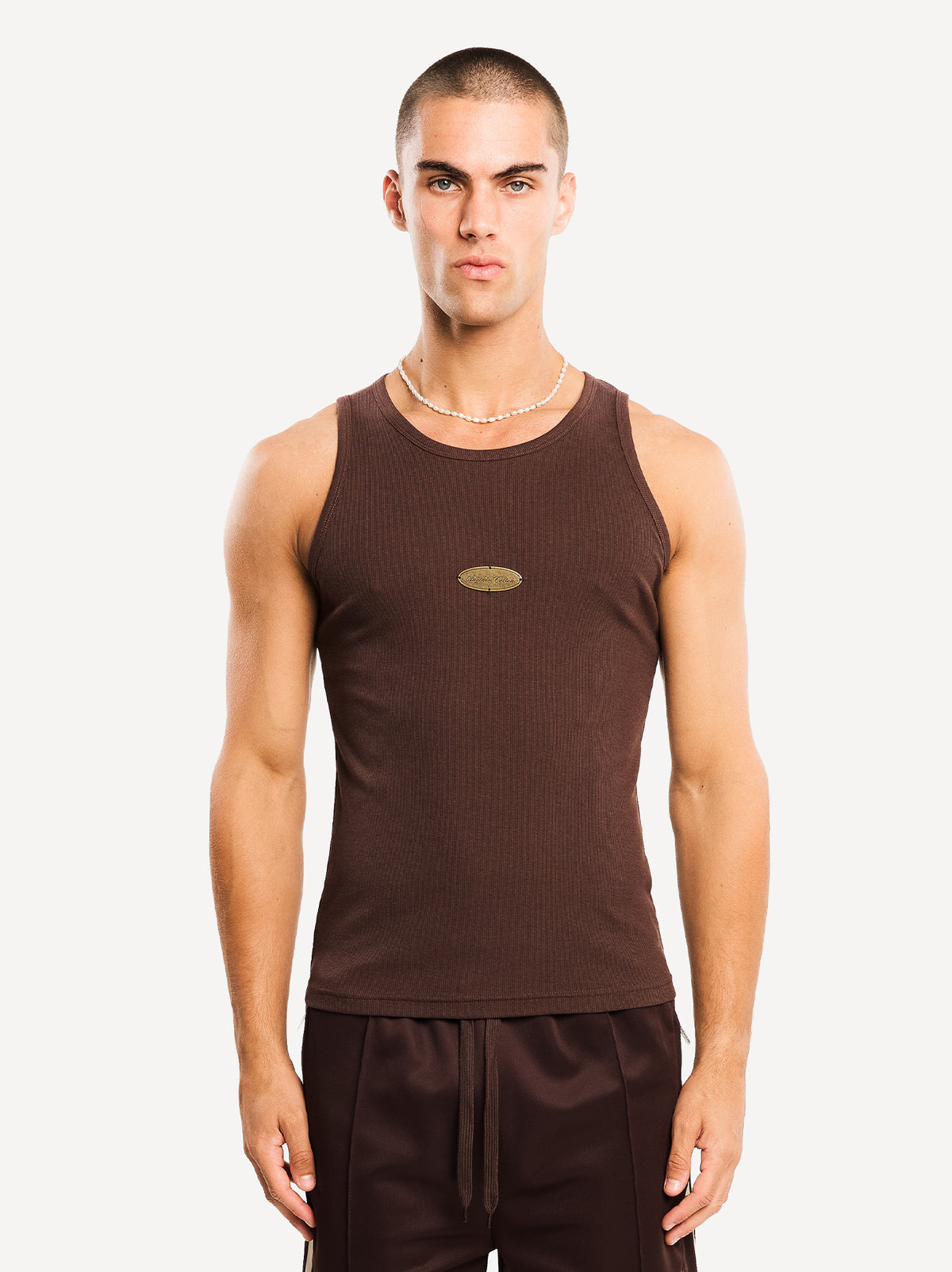 Patch Ripped Tanktop – Brown