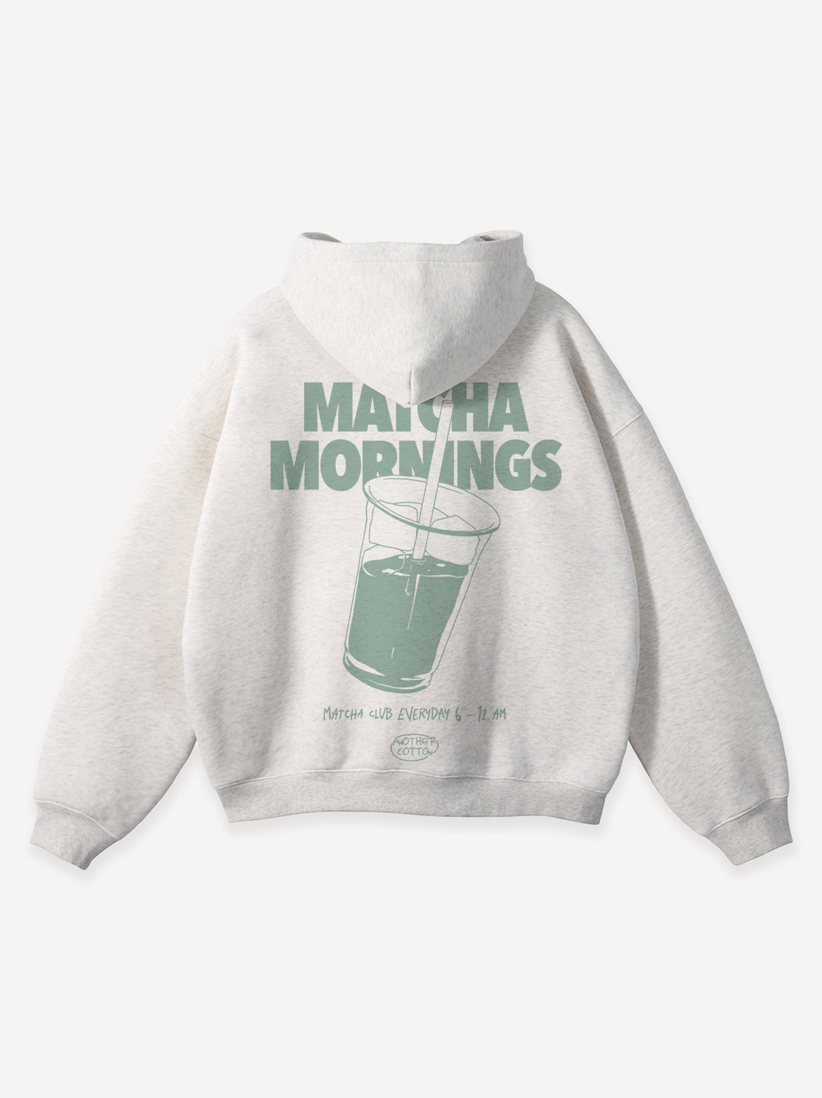 Matcha Mornings Oversized Hoodie – Ash Grey