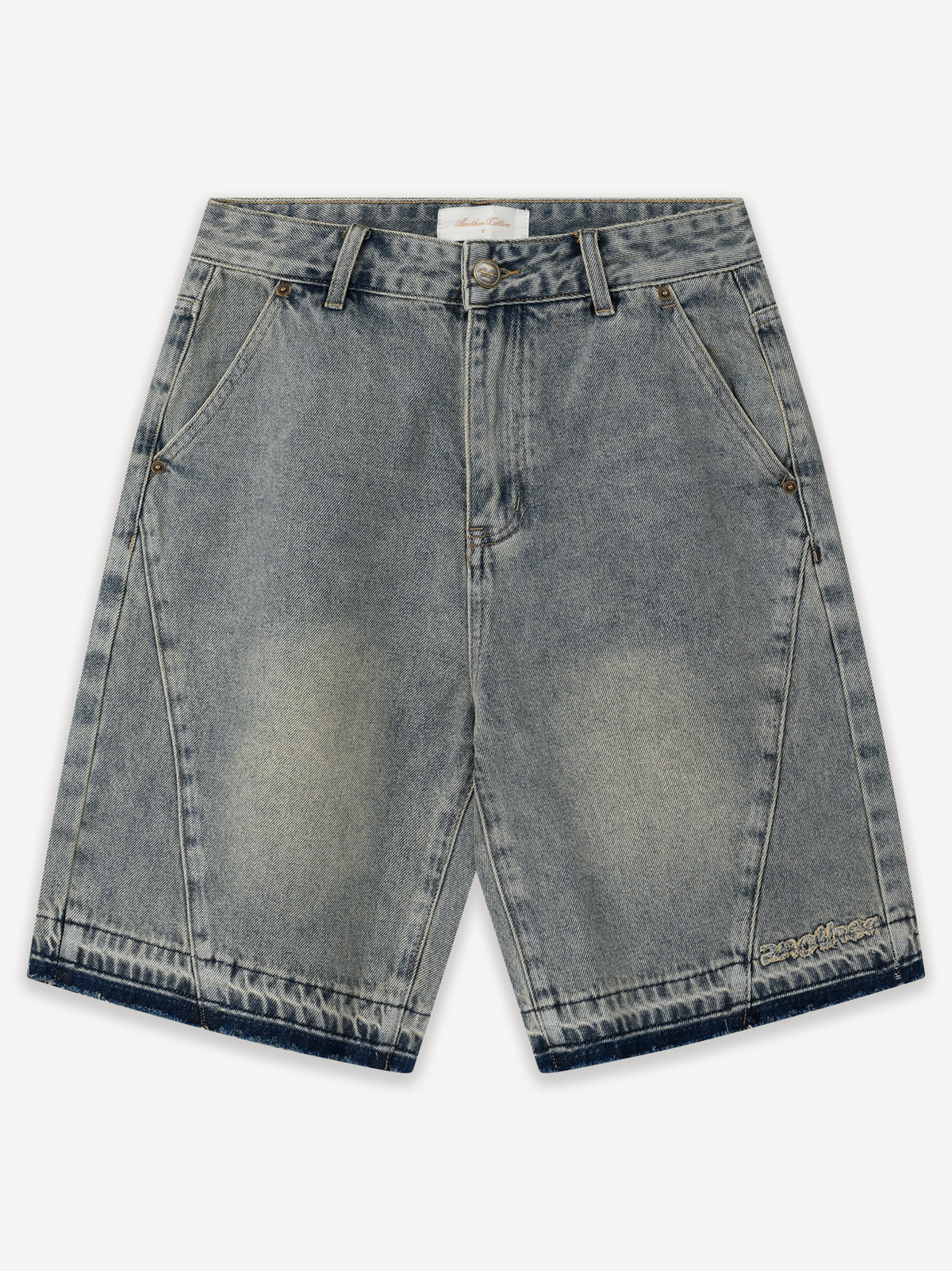 Destroyed Baggy Denim Shorts – Washed Blue