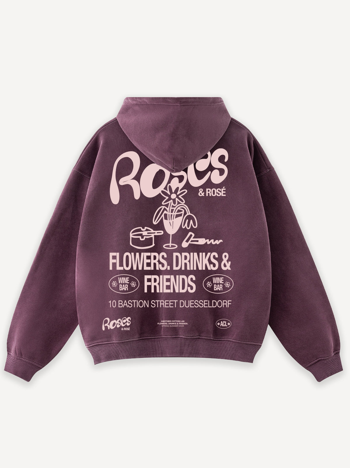 Roses & Rosé Oversized Hoodie – Washed Burgundy