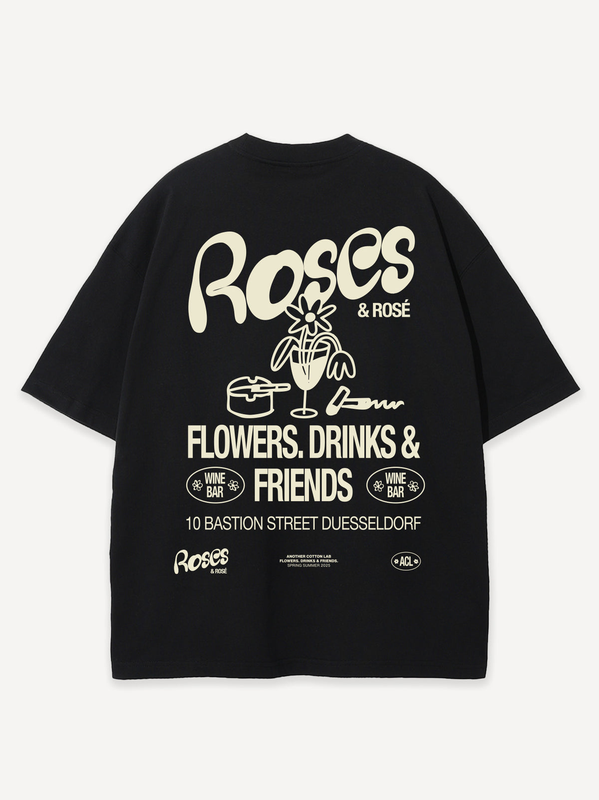 Roses & Rosé Oversized T-Shirt – Black