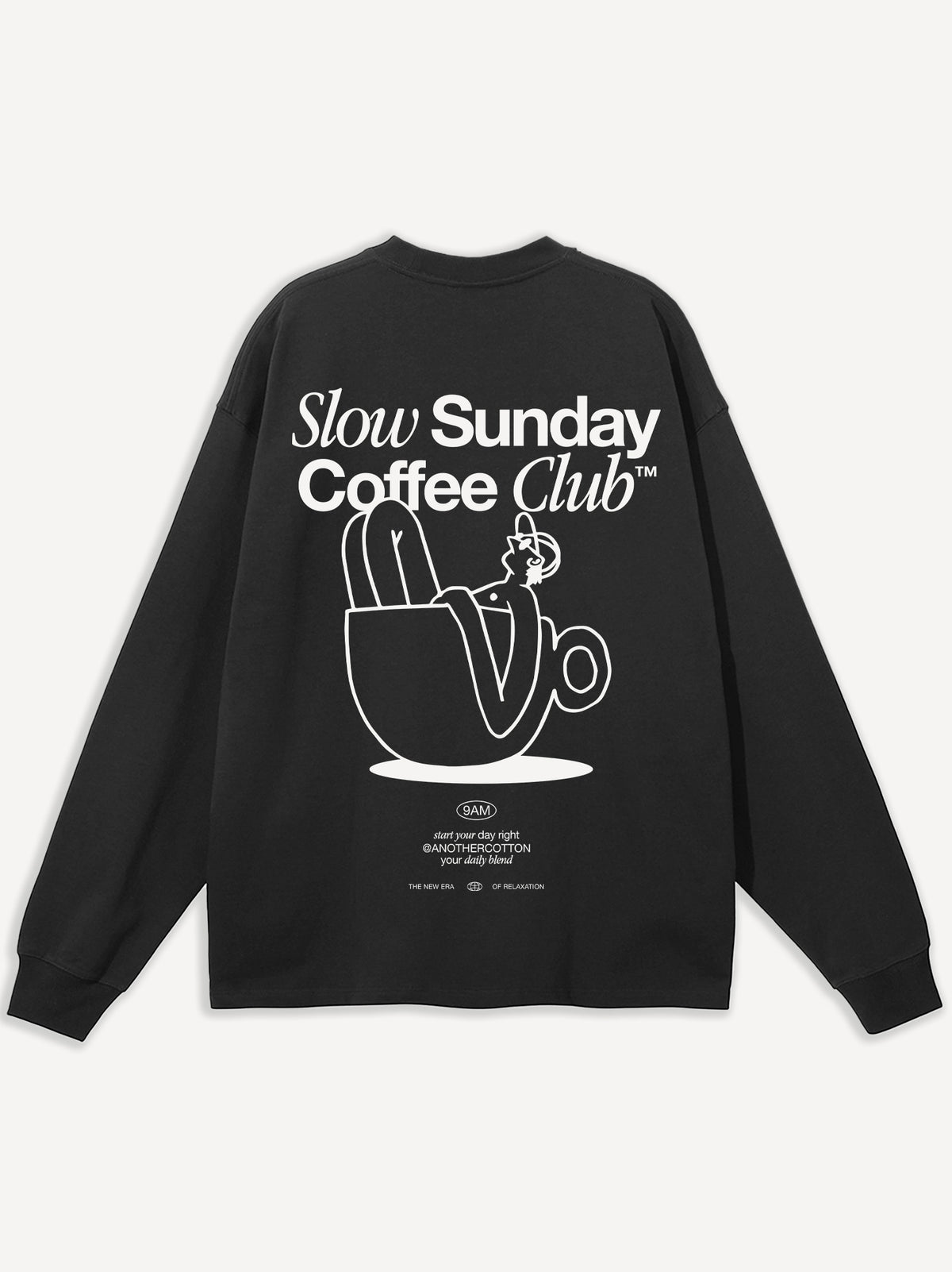 Slow Sunday Coffee Club Oversize Longsleeve – Zwart