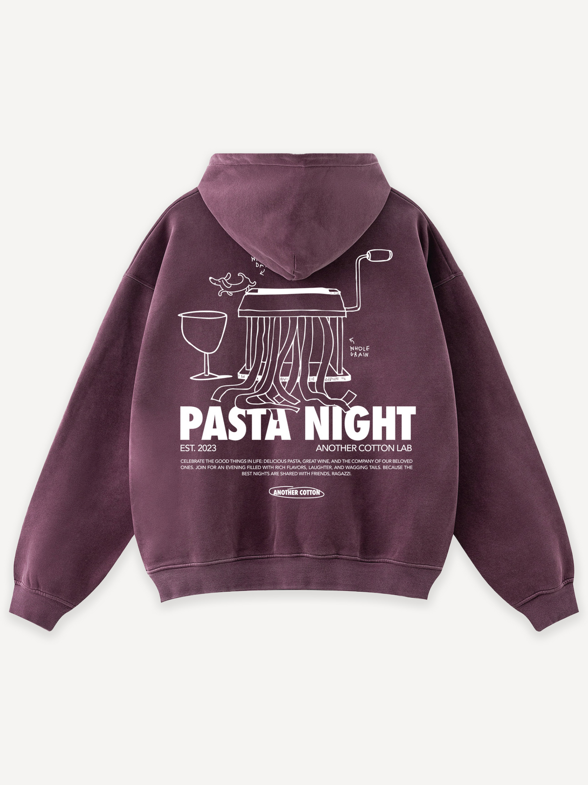 Pasta Night Washed Hoodie – Washed Burgundy