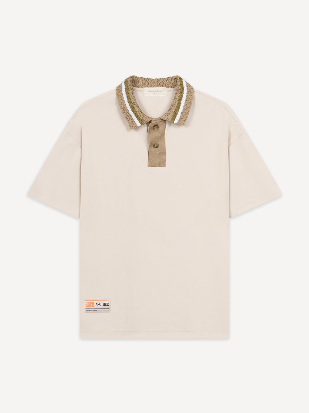 Knit Collar Oversized Polo – Beige