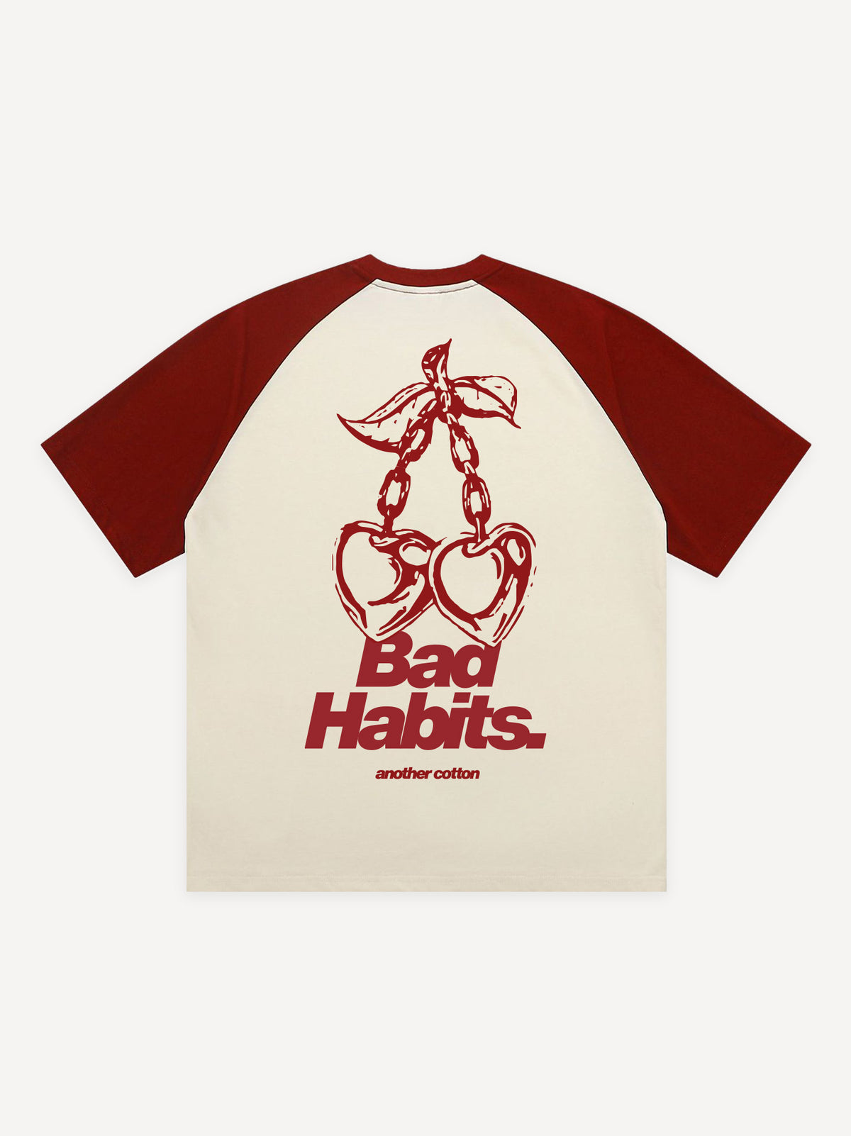 Bad Habits Oversized Raglan T-Shirt – Creme/Red