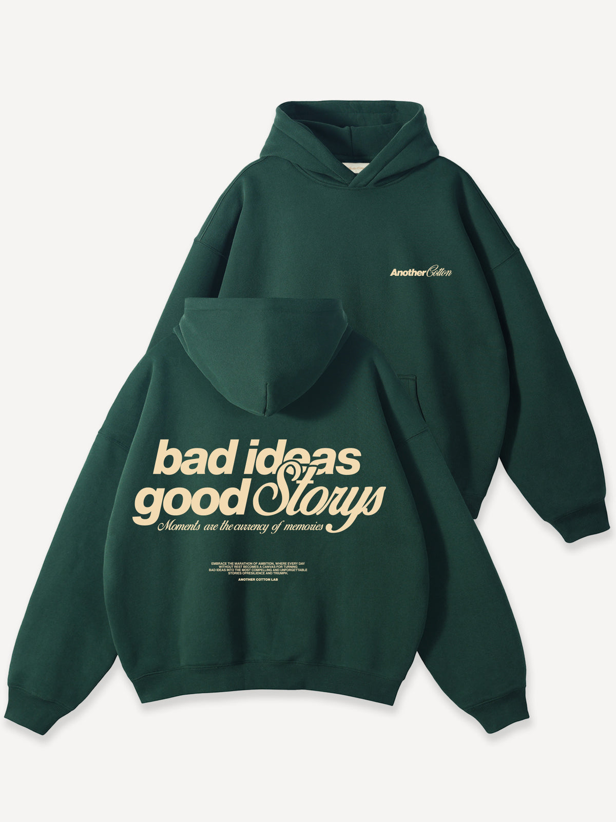 Bad Ideas Good Storys Oversize Hoodie – Bottle Green