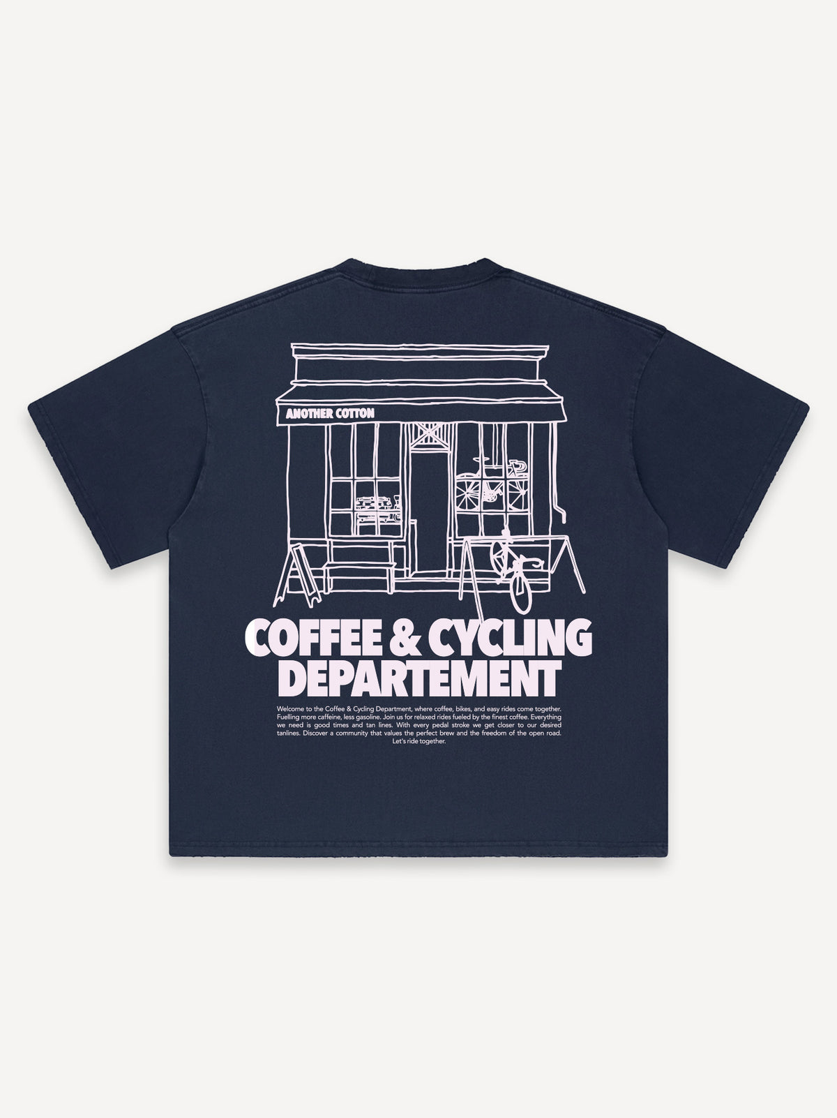 Coffee & Cycling Oversized T-Shirt – Navy Blue