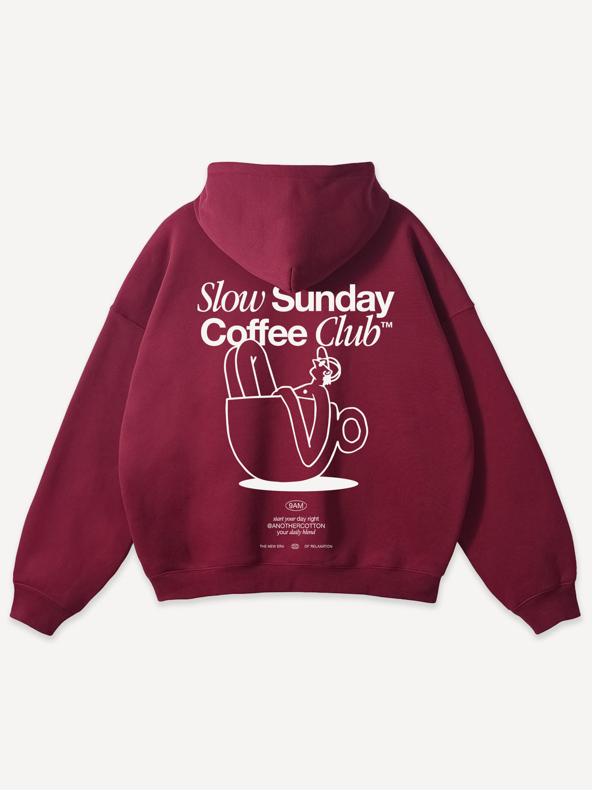 Limited Slow Sunday Coffee Club Oversized Hoodie – Burgundy
