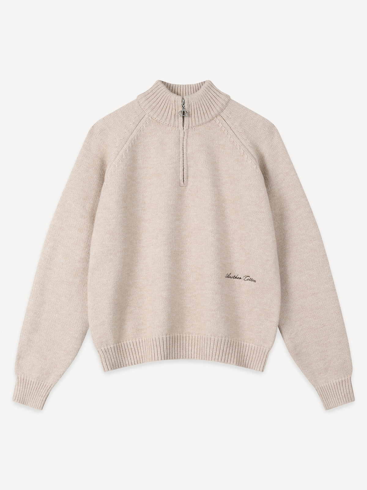 Another Half-Zip Knit Cardigan – Sand