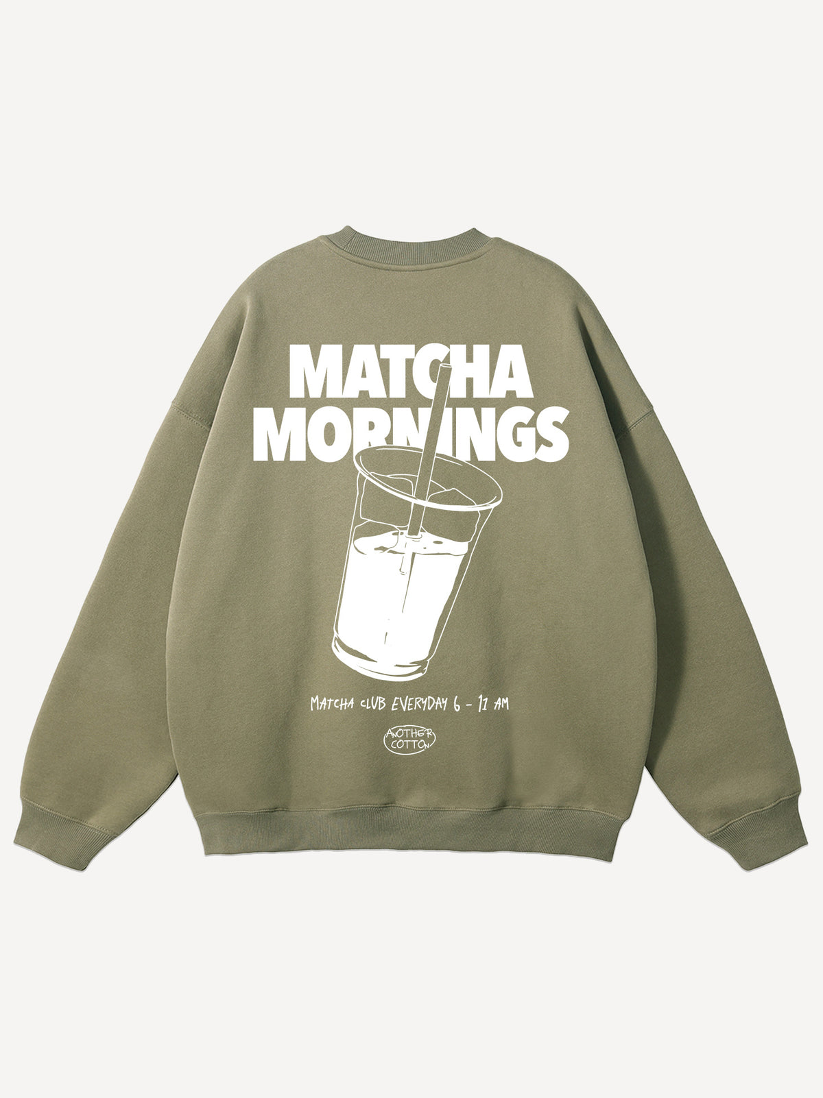 Matcha Mornings Oversized Sweatshirt – Olive