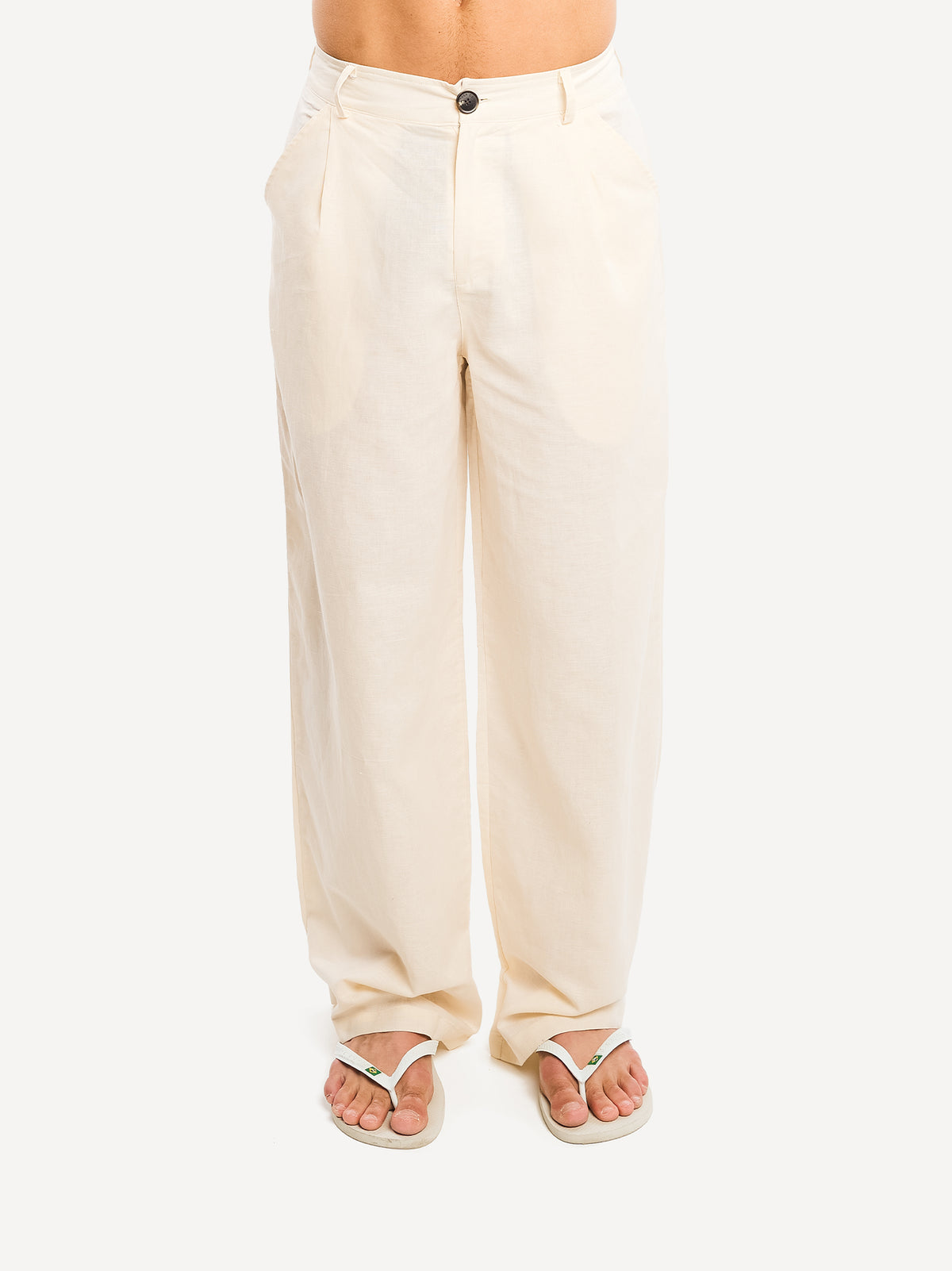 Another Wide Fit Linen Pant – Off White