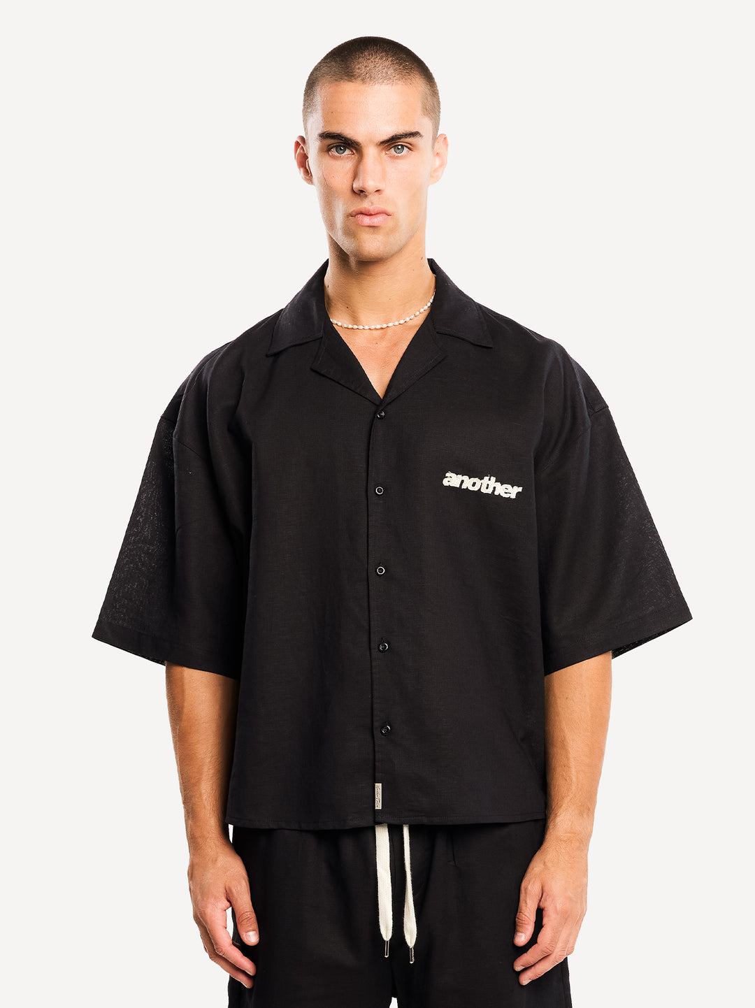 Another Linen Short Sleeve Shirt — Black