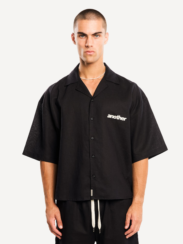 Another Linen Short Sleeve Shirt — Black