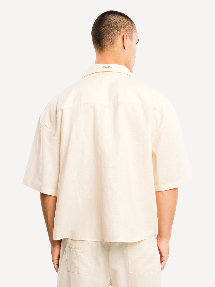 Another Linen Short Sleeve Shirt — Dark Brown