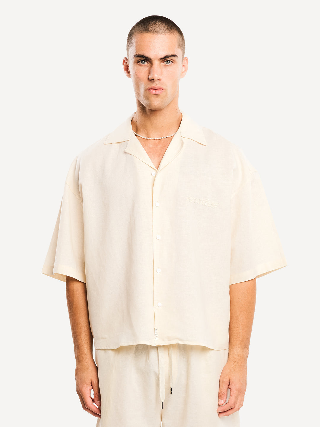 Another Linen Short Sleeve Shirt — Dark Brown