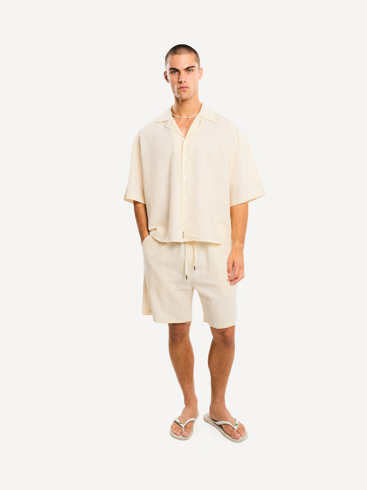 Another Linen Short Sleeve Shirt — Dark Brown