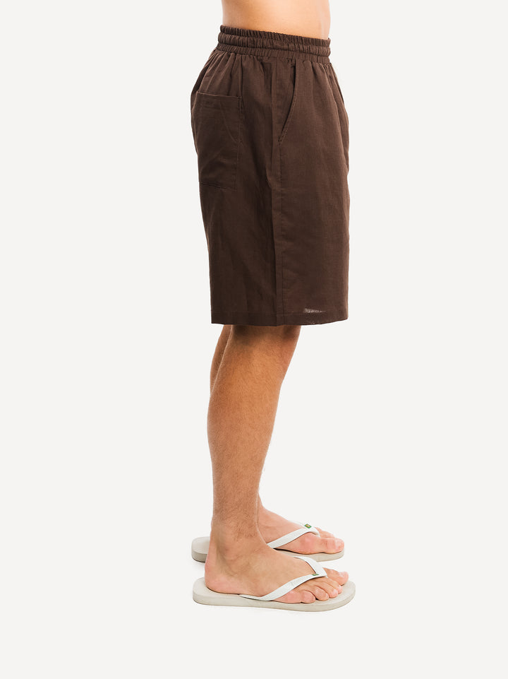 Another Linen Shorts — Dark Brown