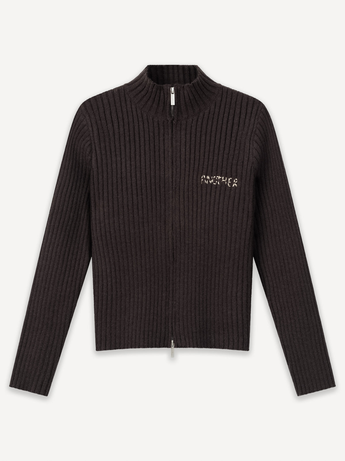 Another Cropped Rib Zip Women – Brown