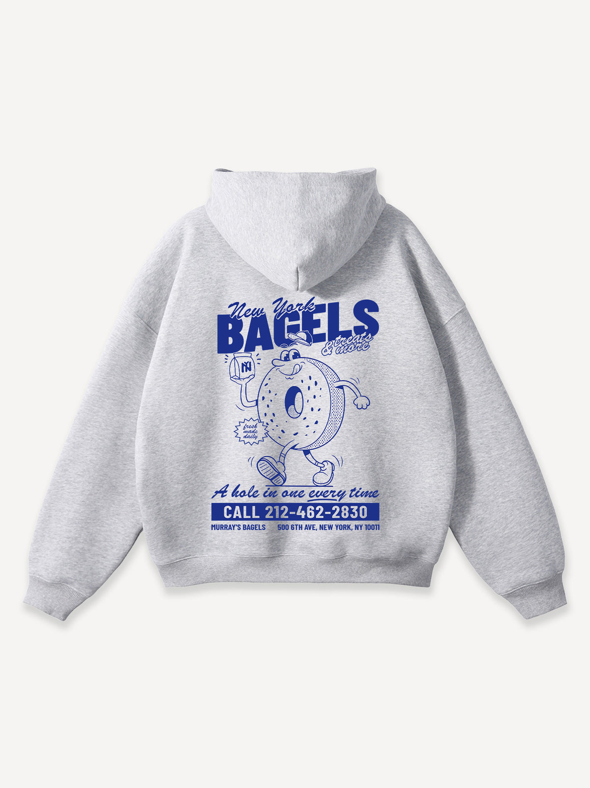 New York Bagel Oversized Hoodie – Grey