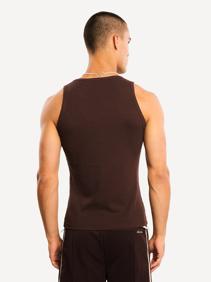Patch Ripped Tanktop — Brown