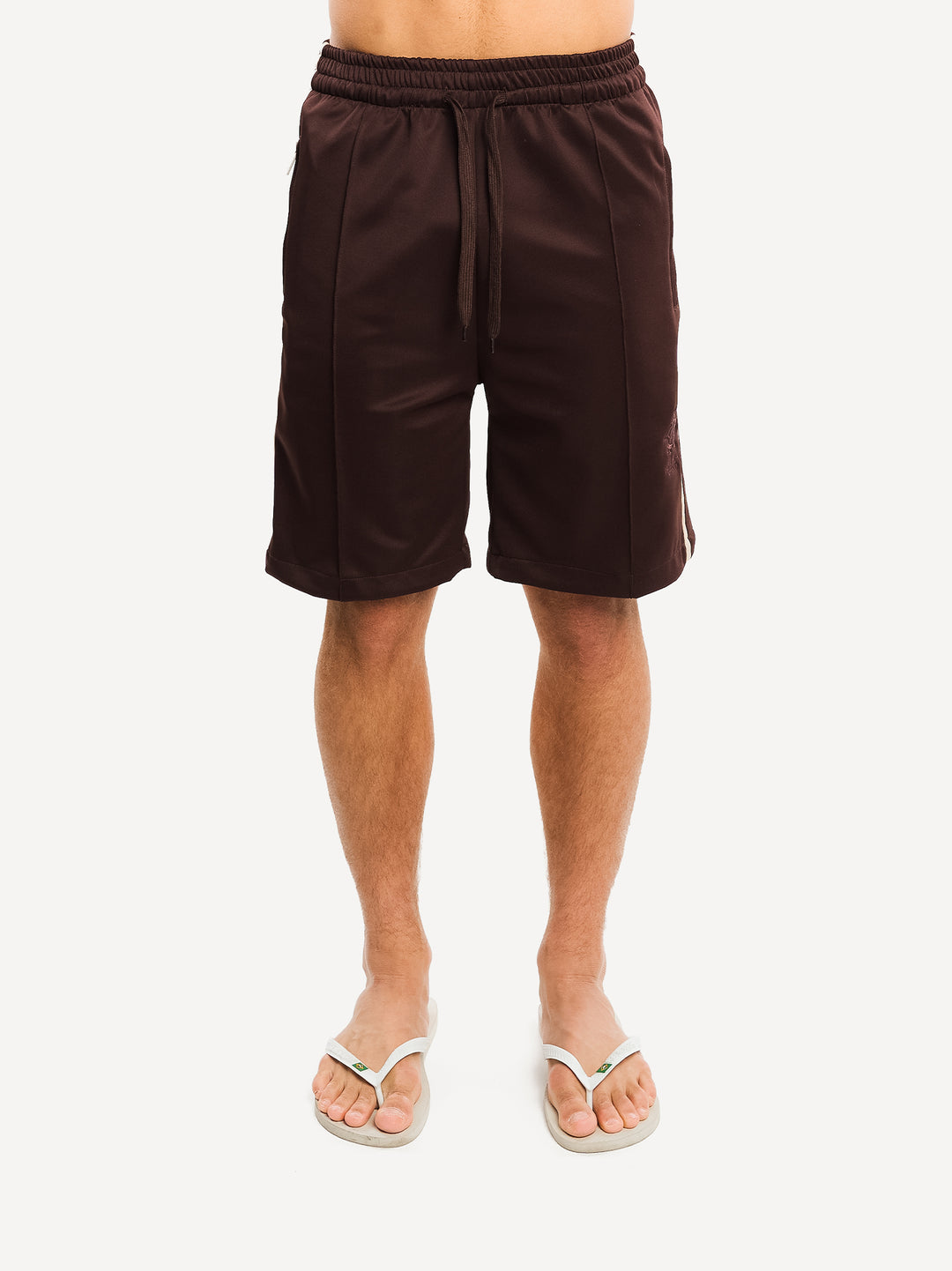 Everyday Wide-Fit Track Shorts — Dark Brown