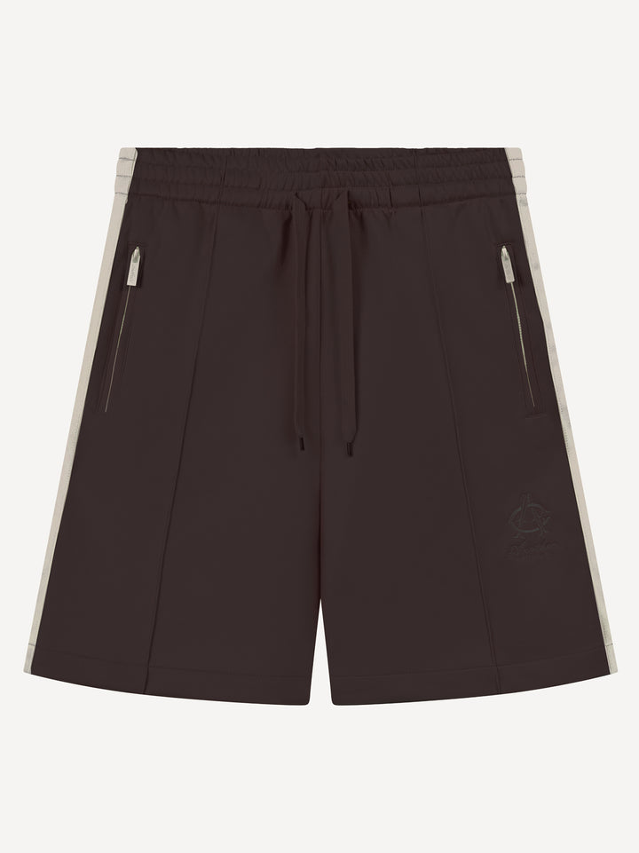 Everyday Wide-Fit Track Shorts — Dark Brown