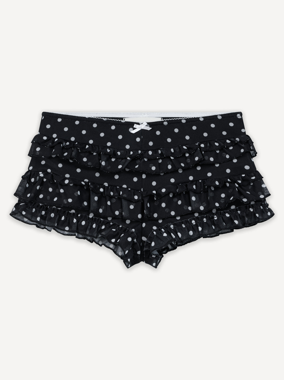 Layered Lace Short WMN – White Polka on Black