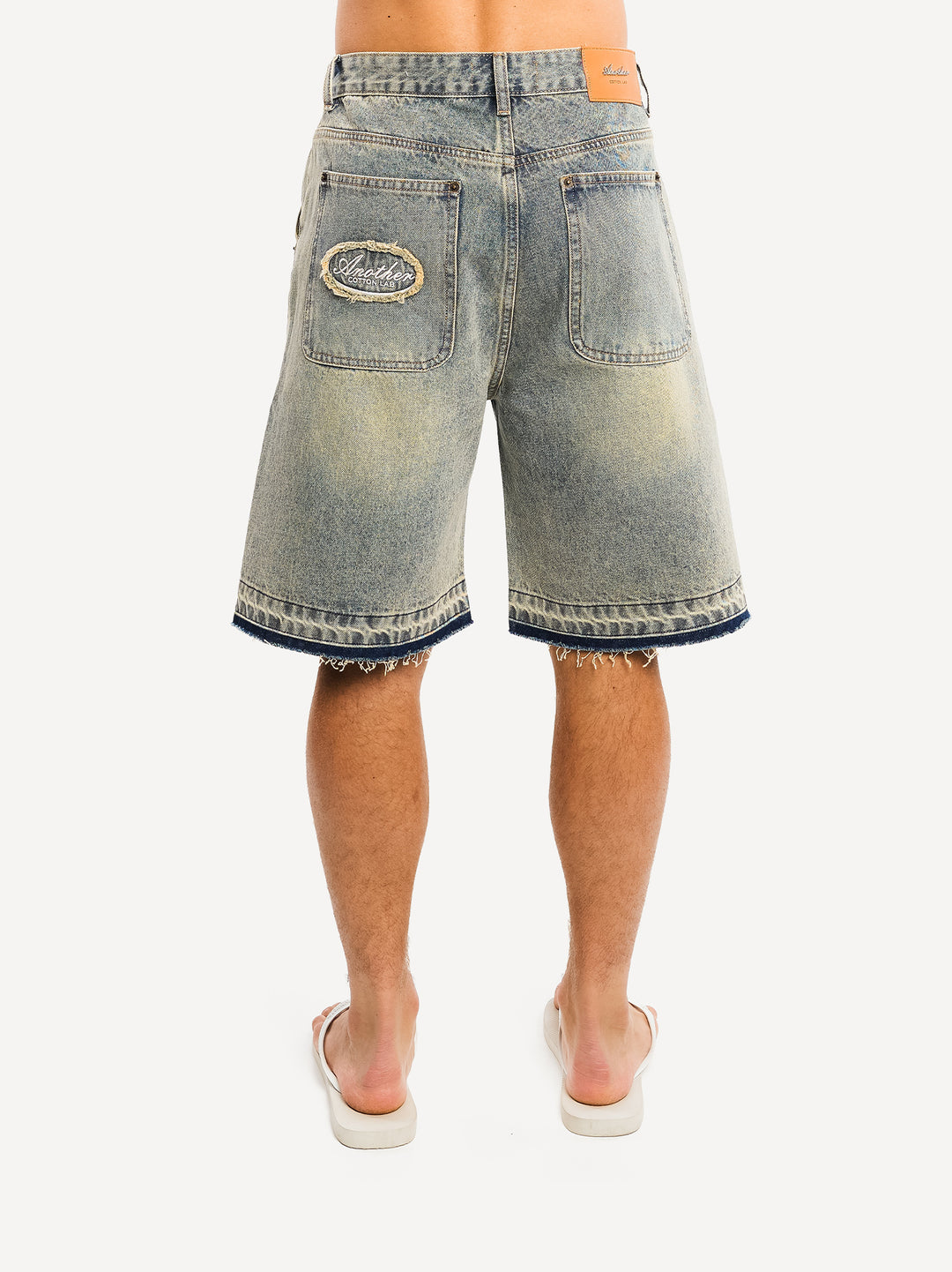 Destroyed Baggy Denim Short — Denim Blue