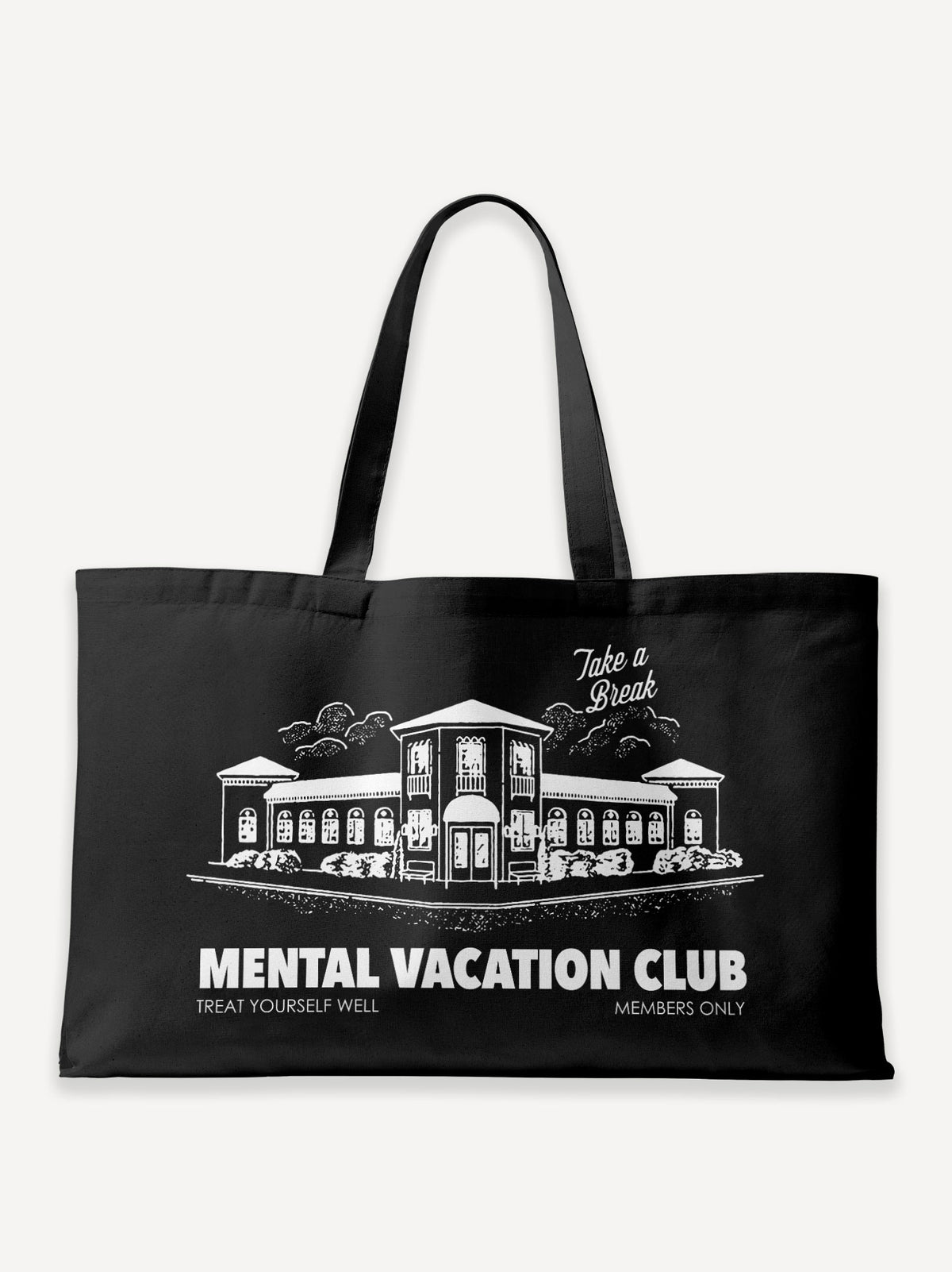 Mental Vacation Club Oversized Canvas Bag – Schwarz
