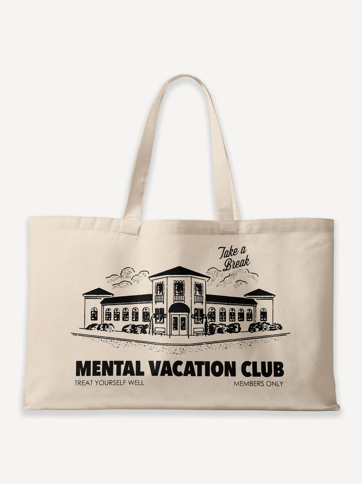 Mental Vacation Club Oversized Canvas Bag – Off White