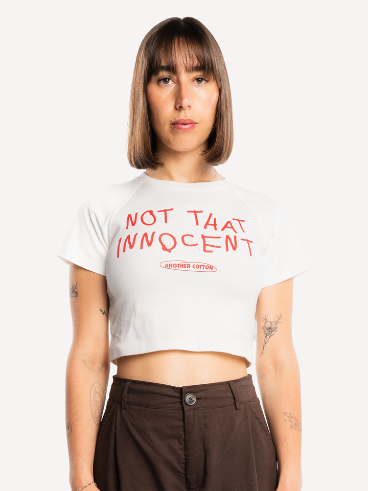 Not Innocent Crop Top — White
