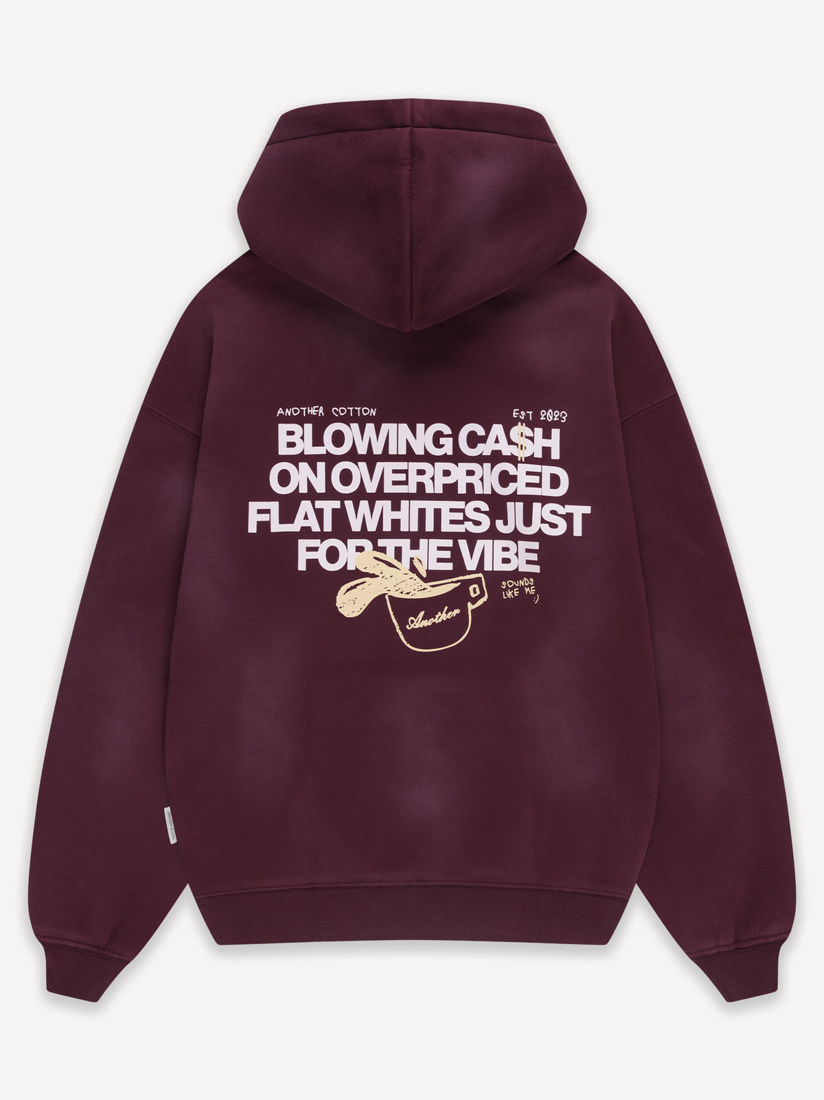 Overpriced Flatwhites Hoodie – Washed Burgundy