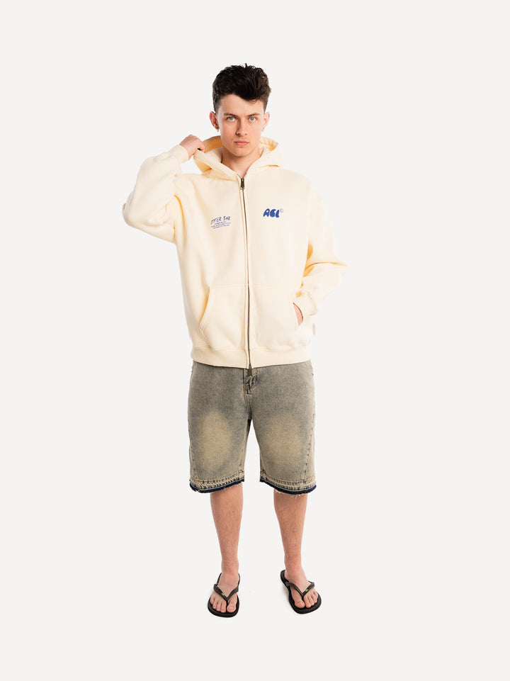 Oyster Bar Zip Hoodie — Off White