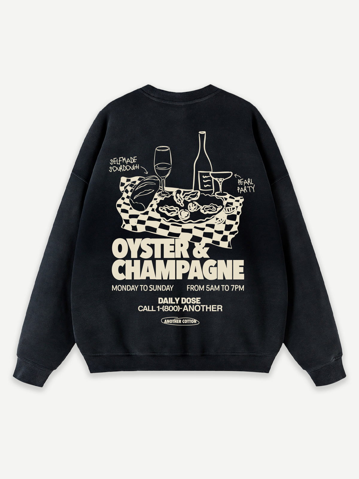 Oyster & Champagne Oversized Sweatshirt – Washed Black
