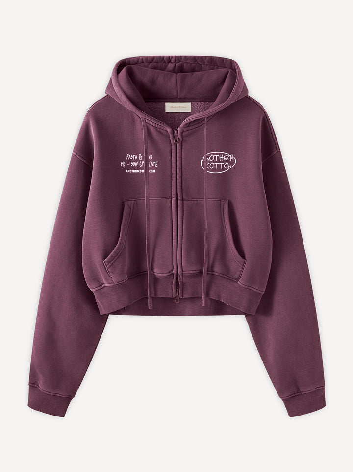 Pasta Night Cropped Zip Hoodie