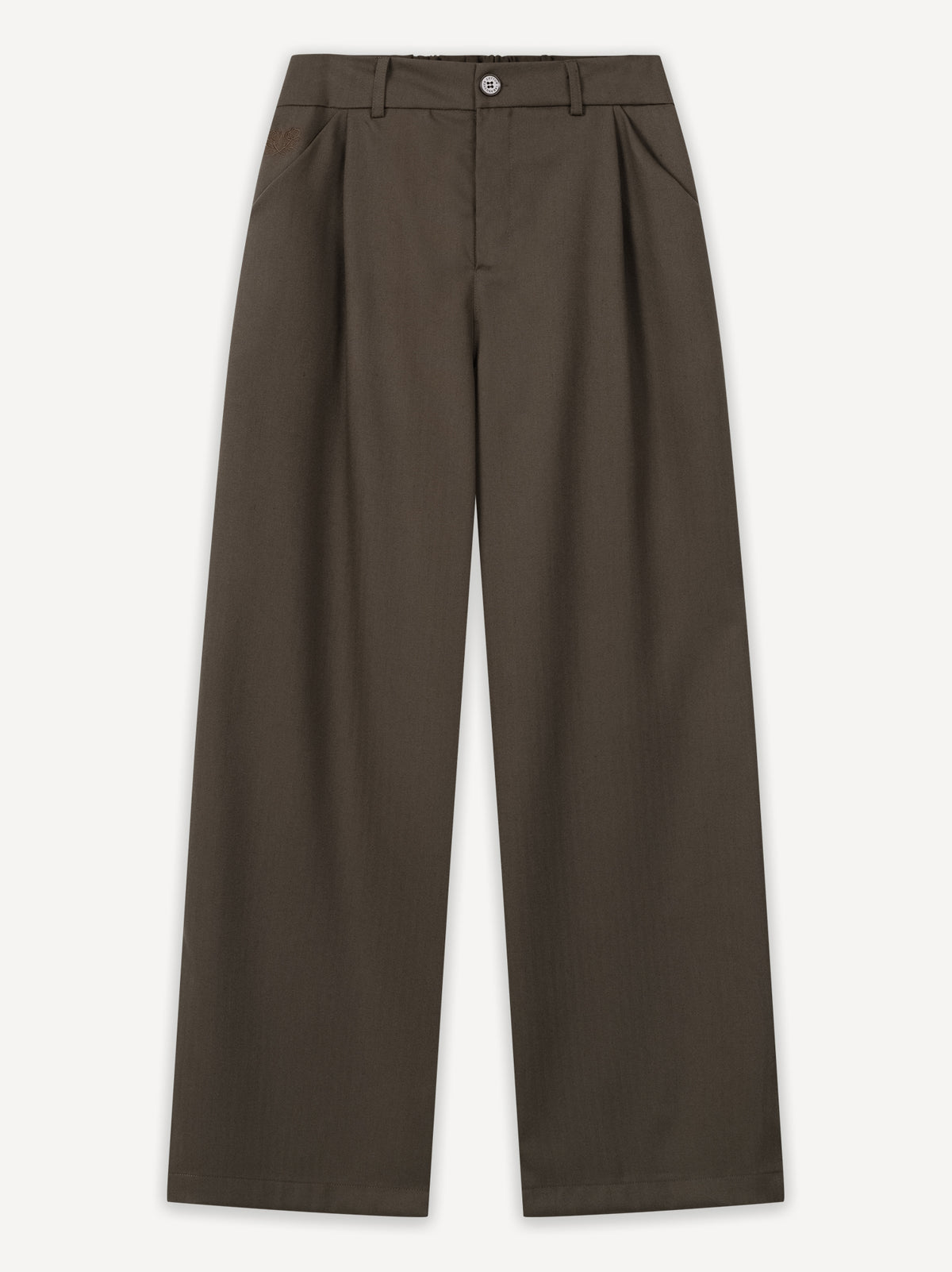 Pleated Loose Fit Pants – Brown