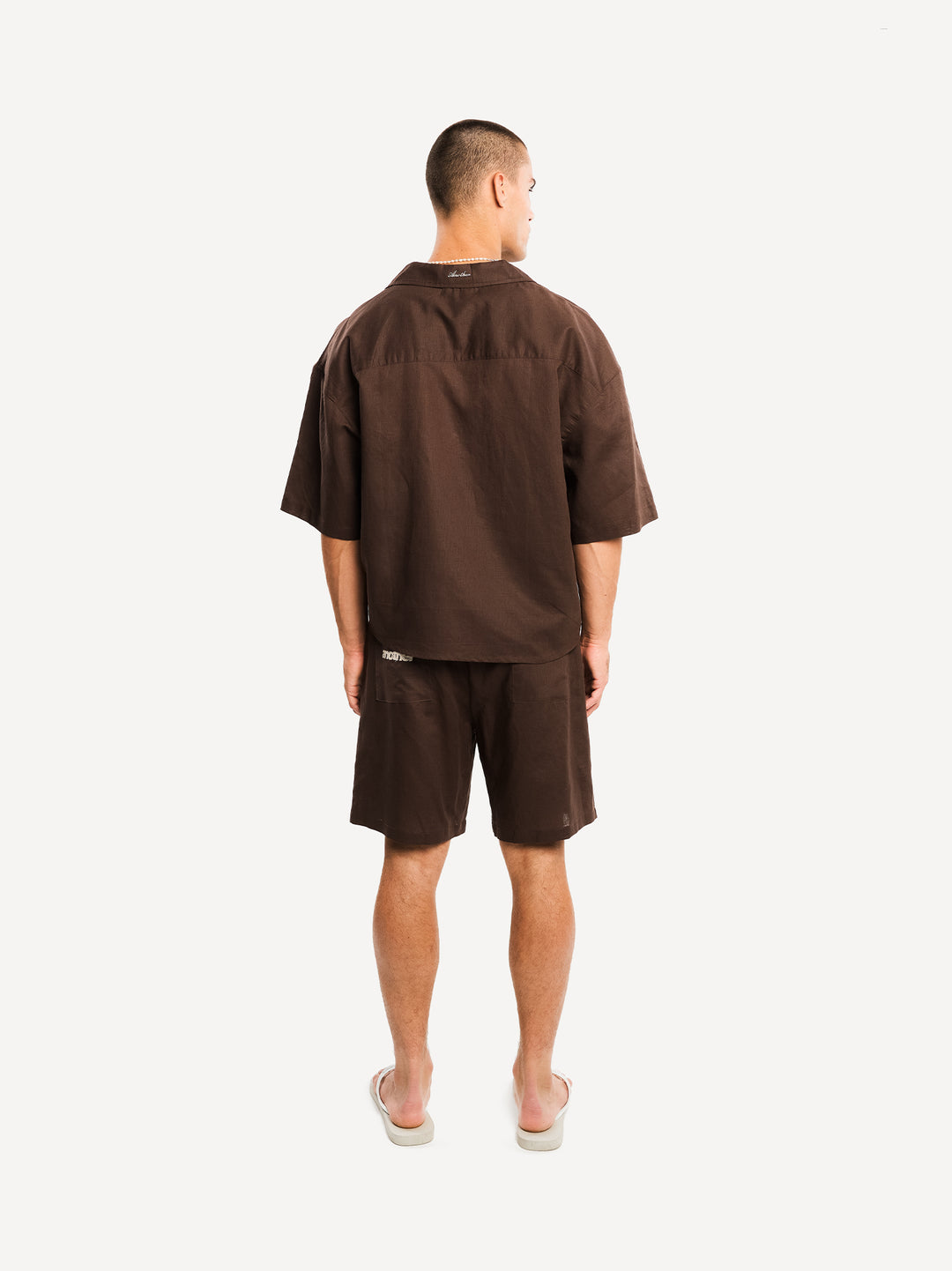 Ragazzi Pleated Shorts — Dark Brown