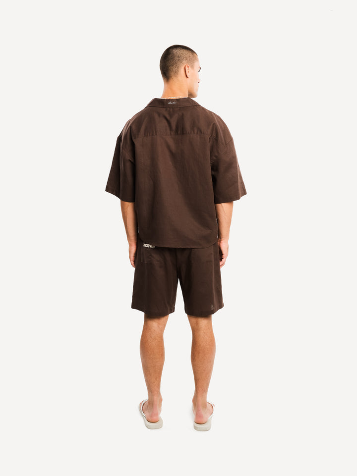 Ragazzi Pleated Shorts — Dark Brown