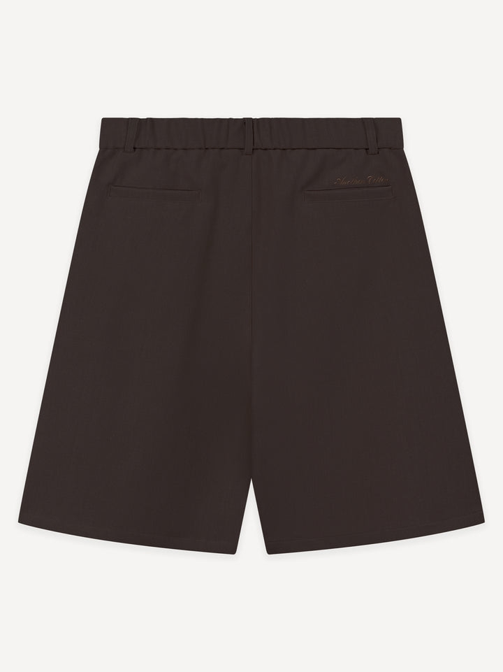 Ragazzi Pleated Shorts — Dark Brown
