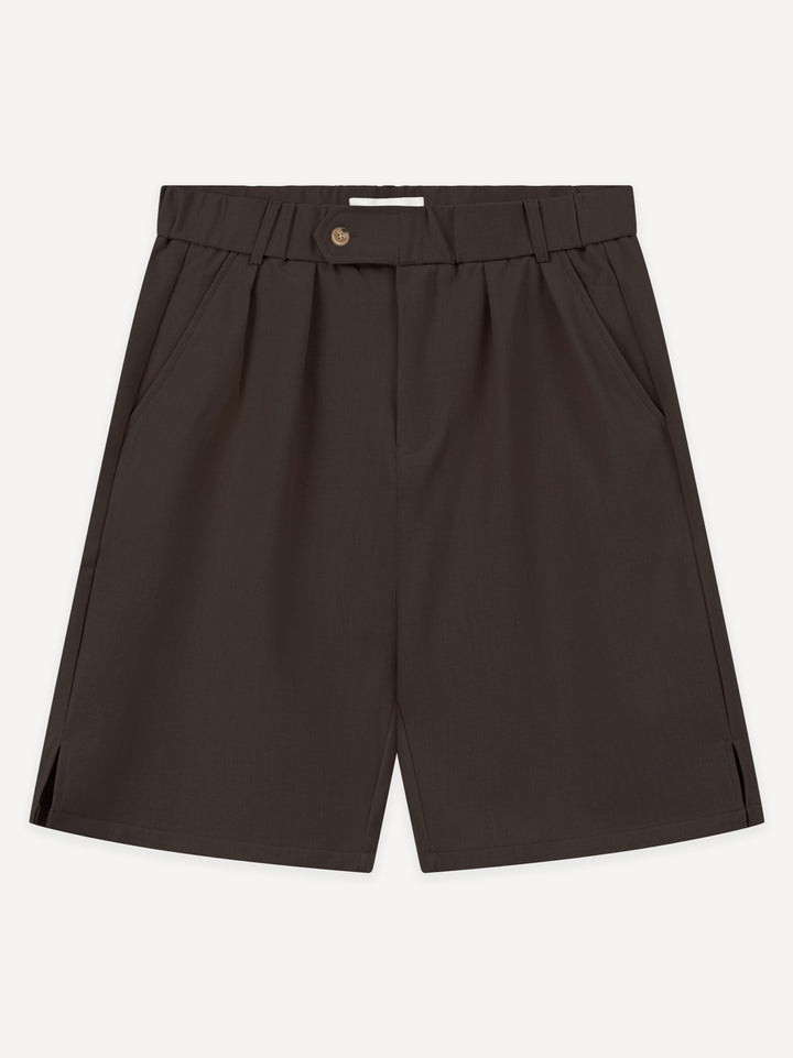 Ragazzi Pleated Shorts — Dark Brown