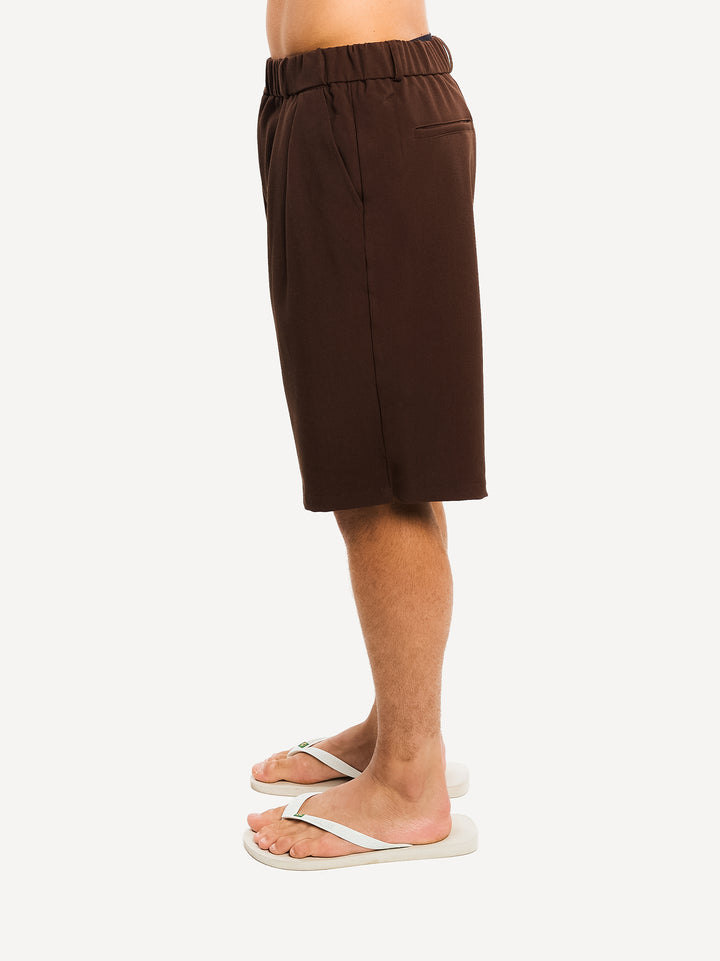 Ragazzi Pleated Shorts — Dark Brown