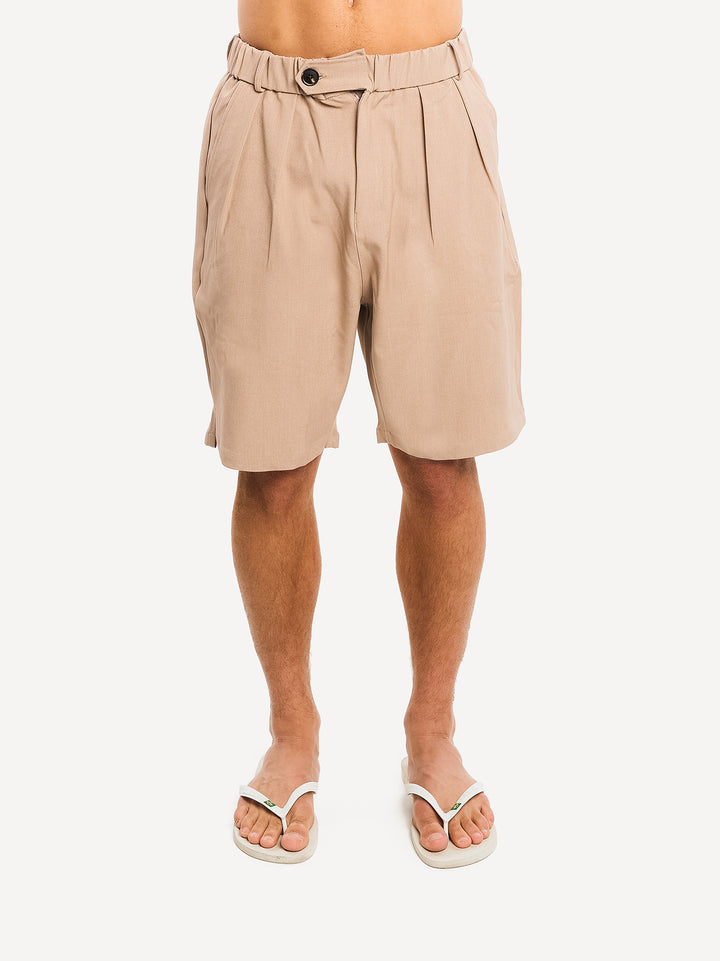Ragazzi Pleated Shorts — Beige