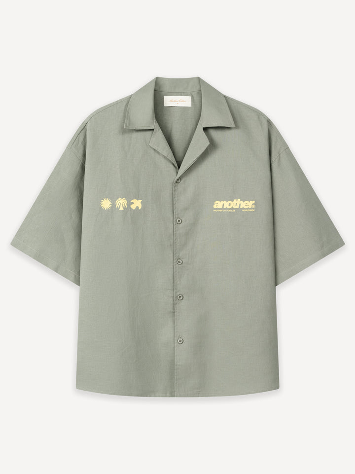 Rave & Athletic Dept. Linen Bowling Shirt — Olive