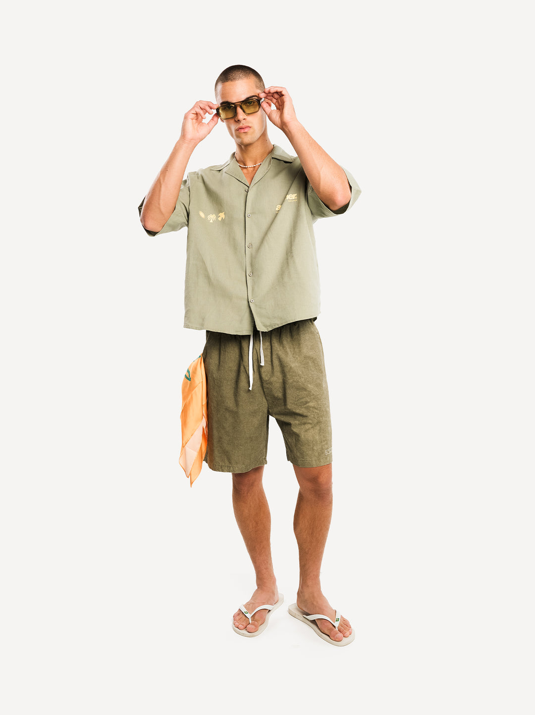 Rave & Athletic Dept. Linen Bowling Shirt — Olive