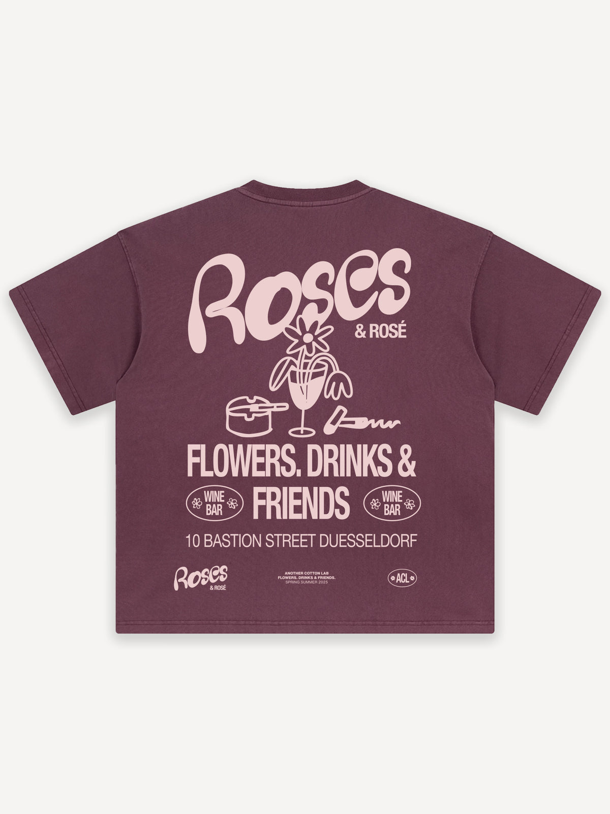 Roses & Rosé Oversized T-Shirt – Washed Burgundy