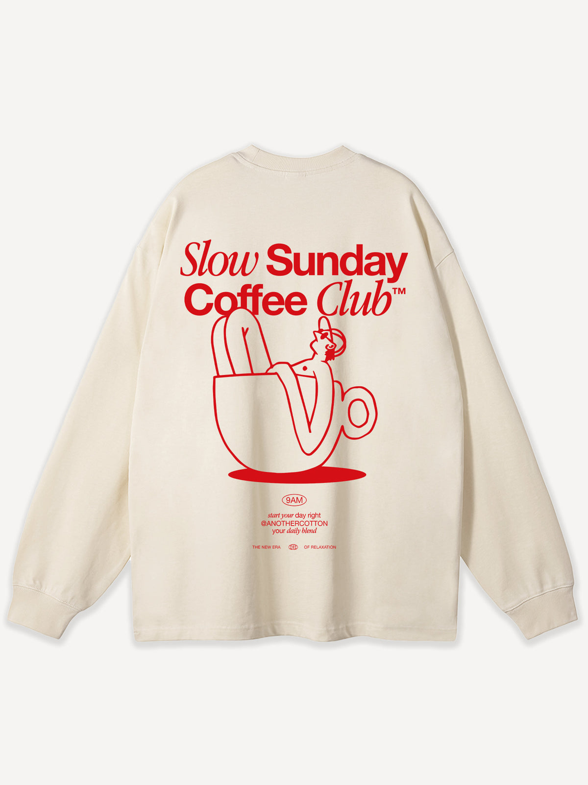 Slow Sunday Coffee Club Oversize Longsleeve – Off White