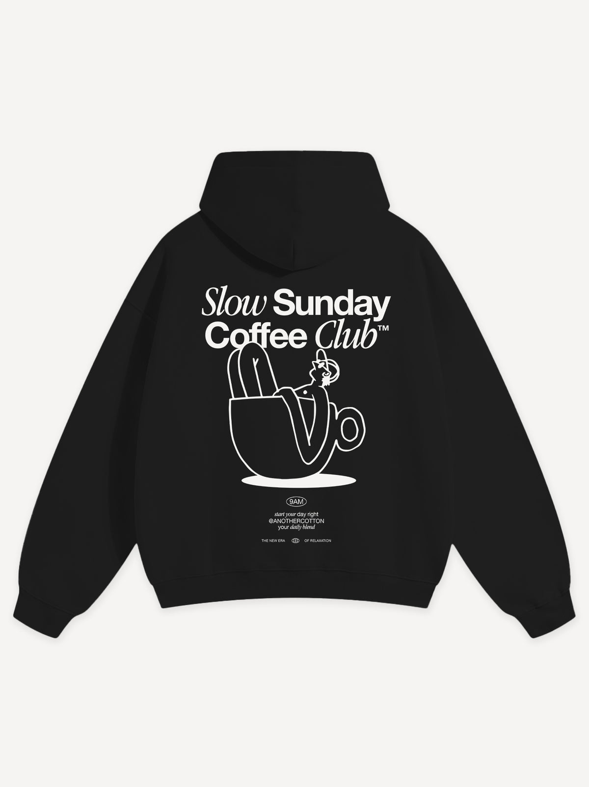 Slow Sunday Coffee Club Oversized Hoodie – Zwart