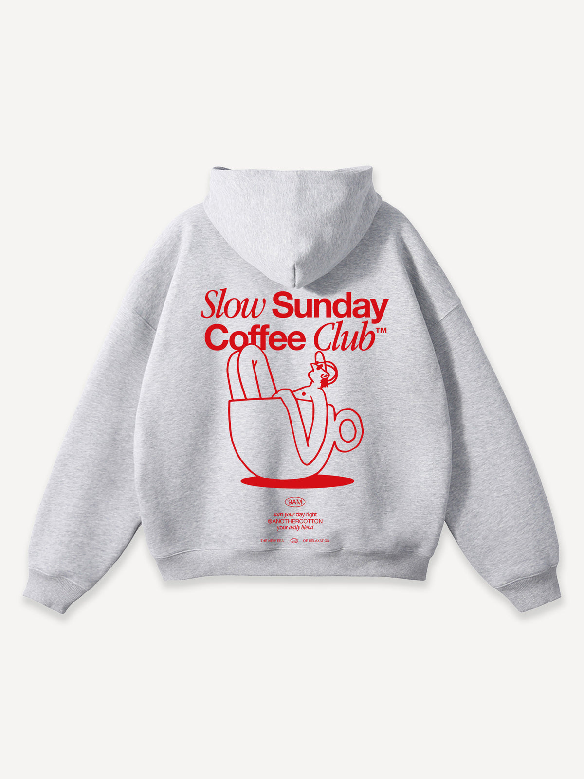 Slow Sunday Coffee Club Oversized Hoodie – Grijs